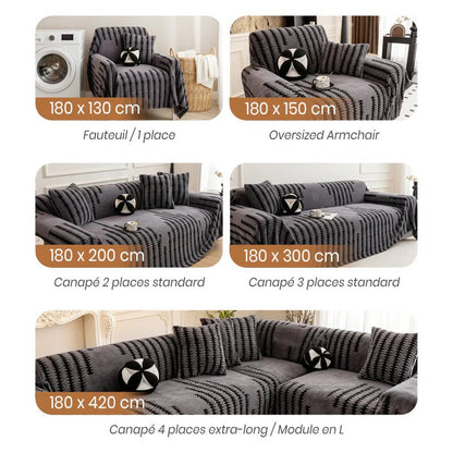 Housse de canapé en peluche douce et antidérapante